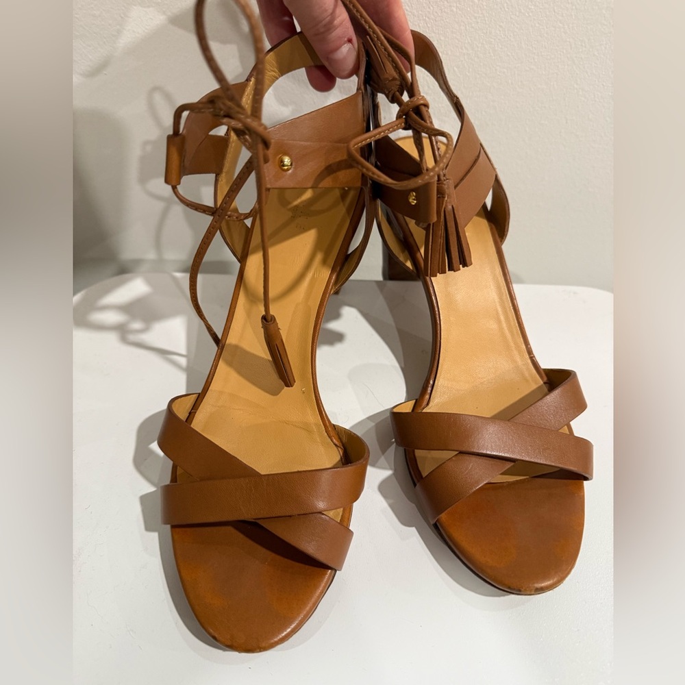 Sezane strappy brown leather high heels, size 39 EU / 8.5 US - Picture 4 of 11